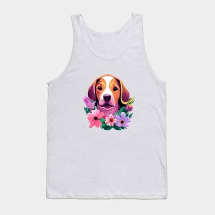 Dog With Flowers Tank Top